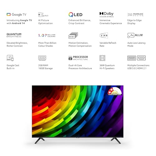 Image of acer 126 cm (50 inches) V PRO Series 4K Ultra HD Smart QLED Google TV AR50QDQGR2851AD