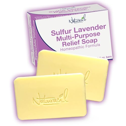 Naturasil Sulfur Soap Treatment w/Pure Lavender | Max-Strength Natural Relief for Acne, Mites, Bug Bites, Warts, Eczema, Itching | for Kids & Adults: Face & Body Soap (2) 5oz Bars
