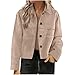 CSKJ Lederjacke Damen Mode Einfarbige Wildlederjacke Kurz Übergangsjacke mit Fleece-Futter Revers Freizeitjacke Leichte Damenmantel Elegant Kurzmantel