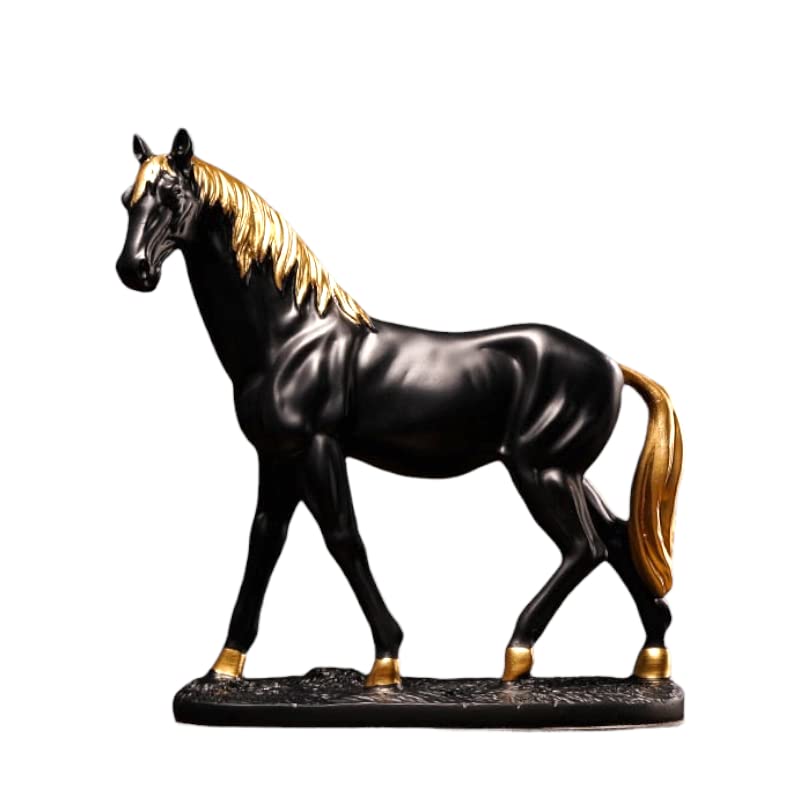 Image of AUGEN Polyresin Black Horse Idol Statue Showpiece for Home Decor Decoration and Gifting (1 Piece, 8105B)