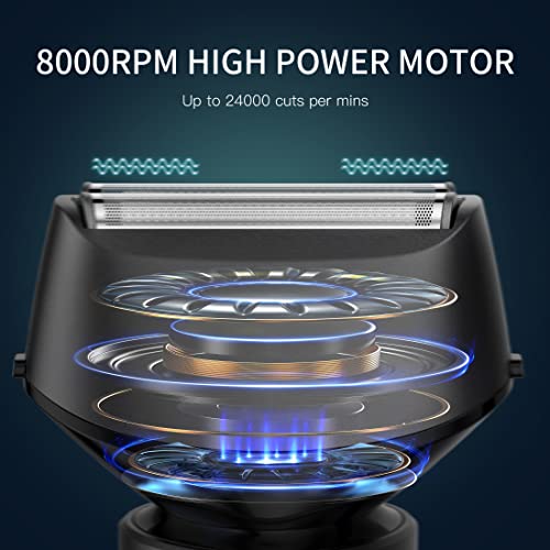 Electric Razor For Men, Kensen Ipx7 Waterproof Foil Electric Shavers, Wet & Dry Shave, Cordless Rechargeable Men Face Beard Shavers, Portable Travel Men's Electric Razors #TOP4