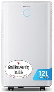 Pro Breeze® OmniDry 12L/Day Dehumidifier with Automatic Humidity Sensor & Display, 24Hr Timer, Laundry Drying, Continuous Drainage (White, 12 Litre)
