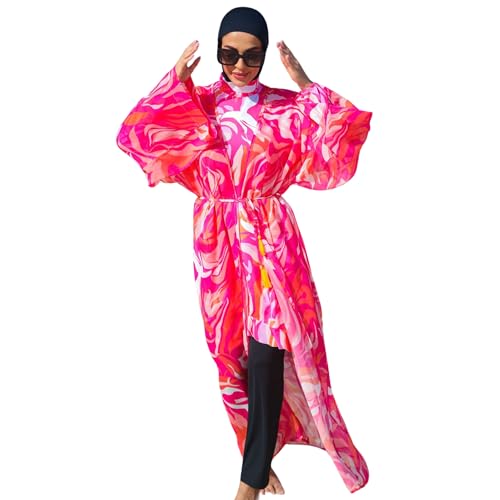 Kimono islámico largo con tejido liso de secado rápido para mujer