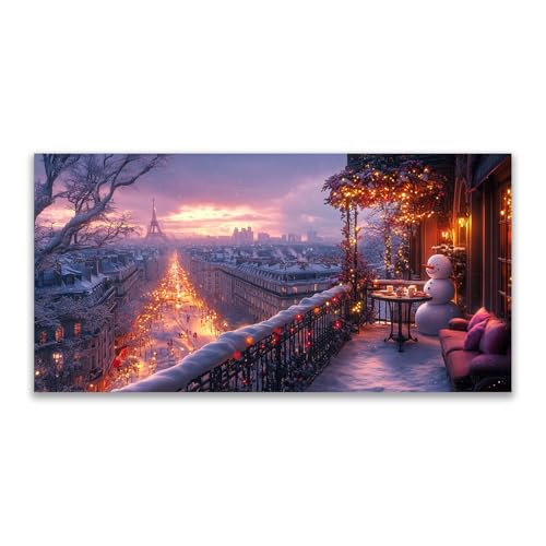 Tableaux sur toile paysage d'hiver enneigé violet | Créez une atmosphère sereine chez vous
