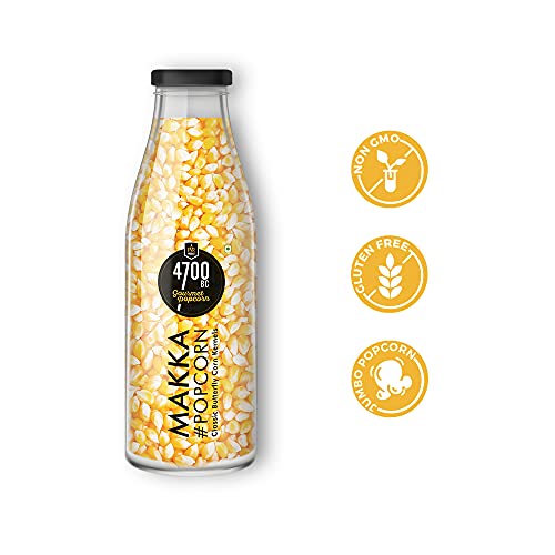 Image of 4700BC Makka Popcorn, Classic Butterfly Corn Kernels, Healthy, Reusable Bottle, 400g (Pack of 2)