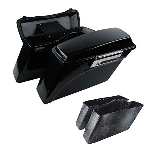 XFMT Vivid Black Hard Saddlebags Saddle Bags Trunk W Lid Latches Compatible with Harley 1993-2013