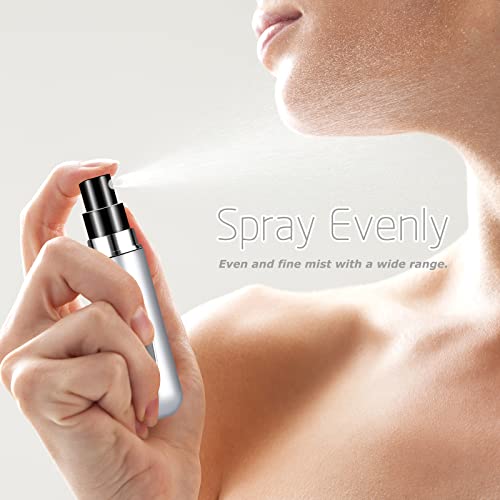 Kewjug Refillable Mini Perfume Atomizer Bottle，Portable Separate Bottles，Travel And Outings Spray Boxes Dispensers 5Ml/0.2Oz (Silvery) #TOP4