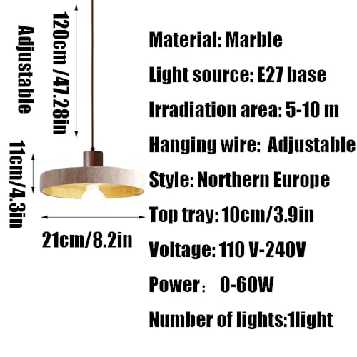 Suspension marbre E27 et design industriel moderne pour éclairage de cuisine - 7