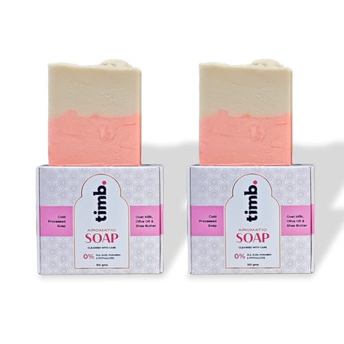 Image of Timb Goat Milk Bath Soap Bar | Handmade Cold Processed Bathing Soap | With Shea Butter, Olive & Coconut Oil | Deep Hydration & Nourishment | Toxin & Chemical Free | For All Skin Types - 100g (Pack of 2)