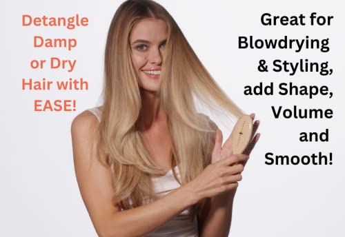 Sheila Stotts Untangle Wood Brush- Detangler Hair Brush - Glide Through Tangles With Ease For All Hair Types- For Women, Men, Children- Brush Damp Or Dry Hair (Small Brush: Length 7" Width 2") #TOP5