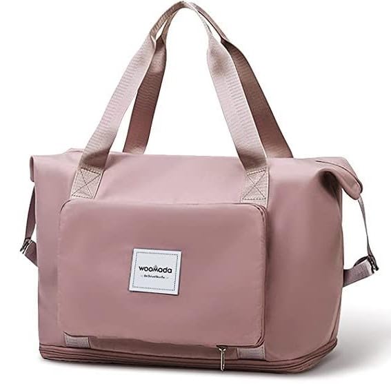 TRI-UNITY 40 Cm Imported Travel Duffle Bag, Expandable Folding Travel Bag for Women, Lightweight Waterproof Carry Weekender Overnight Luggage Bag for Travel (Pink)