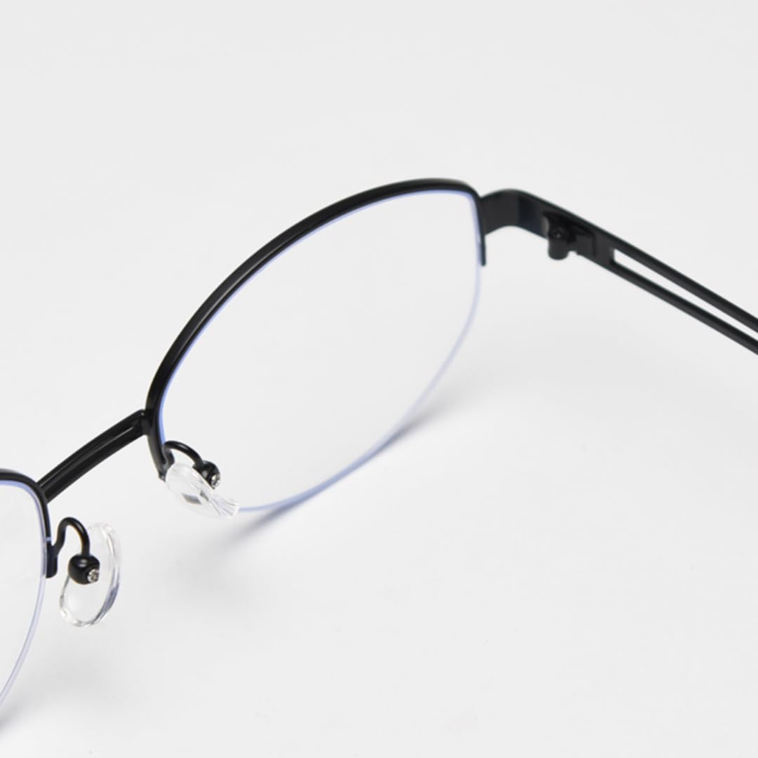 Occhiali ovali anti luce blu con lenti trasparenti, montatura per occhiali da donna e da uomo in metallo (neri con lenti trasparenti)