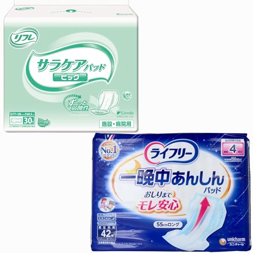 【セット品】大人用吸収パッド30枚+夜用尿とりパッド42枚 2点セット 介護用/日中夜間兼用