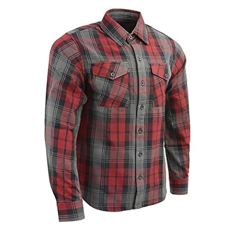 Milwaukee Leather MNG11652 Męska czarno-szaro-czerwona koszula flanelowa z długim rękawem, multi, XXL
