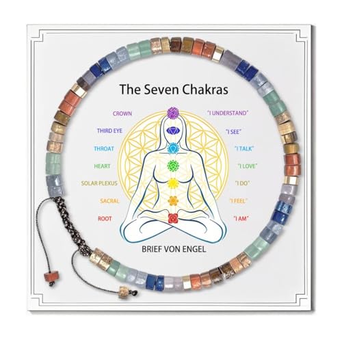Pulsera Chakras Mujer con Piedras Naturales,Pulsera 7 Chakras de Cristal para Energía y Meditación,Energética Yoga para Mujer o Hombre,Joyería Espiritual para Ansiedad, Estrés, Protección y Equilibrio