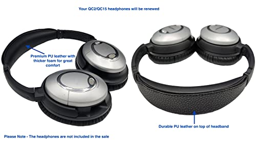 Replacement Qc15 Ear Pads / Qc2 Ear Pads And V2 Qc15 Headband Pad / Qc2 Headband Pad Cushion Compatible With Bose Quietcomfort 15 (Qc15) And Bose Quietcomfort 2 (Qc2) Headphones (Black) #TOP3