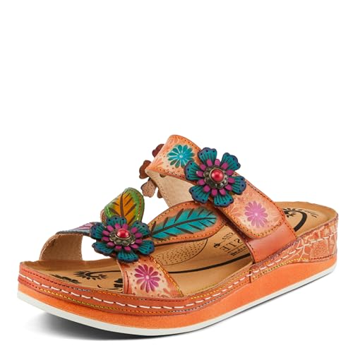 L'Artiste by Spring Step Women's Pillow-Soft Sandal, Peach Multi, 8.5