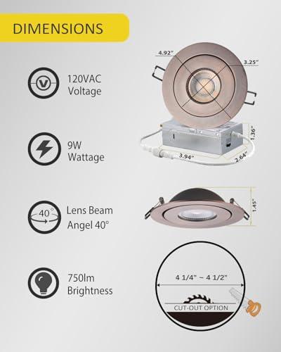 Image of POPANU Recessed Lights 4 Inch, Oil Rubbed Bronze Gimbal Downlight with 360 Rotation to Highlight Artwork and Create Accent Lighting in Living Room or Kitchen 6 Pack