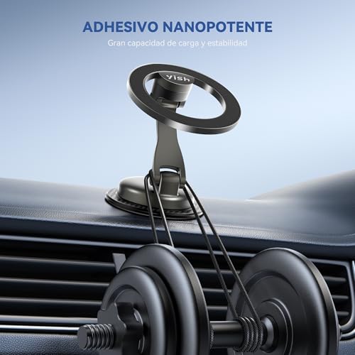 YISH Soporte Movil Coche Iman Telefono Coche 360° Rotation Porta Magnet con iPhone 16 15 14 13 12 All Smartphones - imagen 5