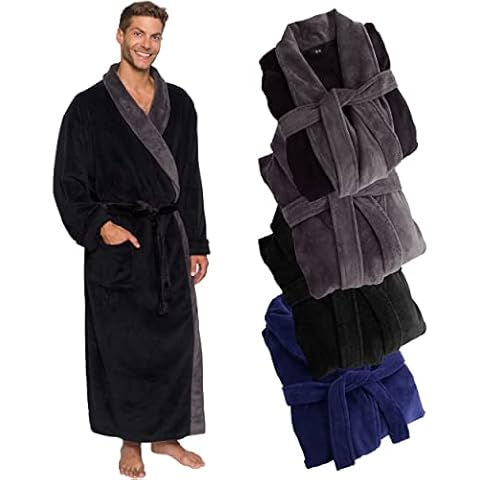 Ross Michaels Mens Robe Plush Big and Tall - Long Fleece Spa Bath Robe with Pockets - Bathrobe Gift for Men and Teens Cover