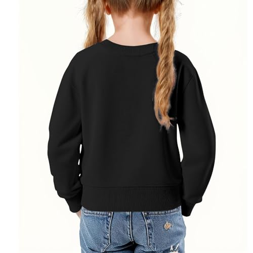 Cropped Basic Sweatshirt For Toddler Girl 2025 Long Sleeve Crew Neck Top High Elastic Dropped Shoulder Pullover4