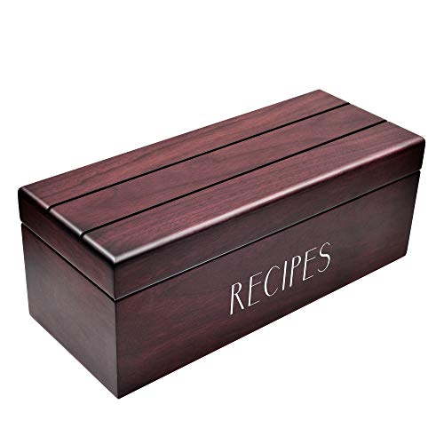 Apace Living Große Rezeptbox aus Walnussholz mit Karten und Trennwänden von Apace, Vintage-Stil, 10,2 x 15,2 cm, exklusiv aus der Premier Collection, Größe XL, passend für bis zu 600 Karten Cover