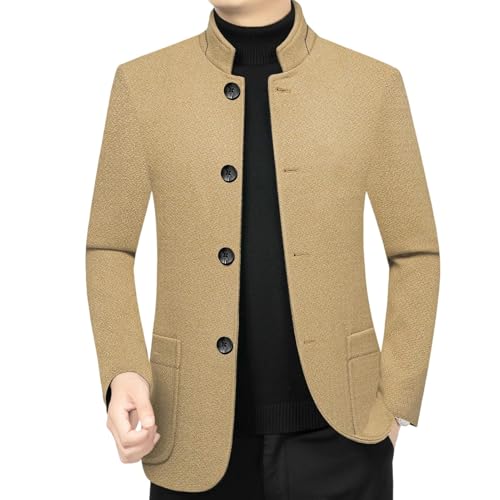 Blazer col montant style Zhongshan classique coupe ajustée et polyvalente homme