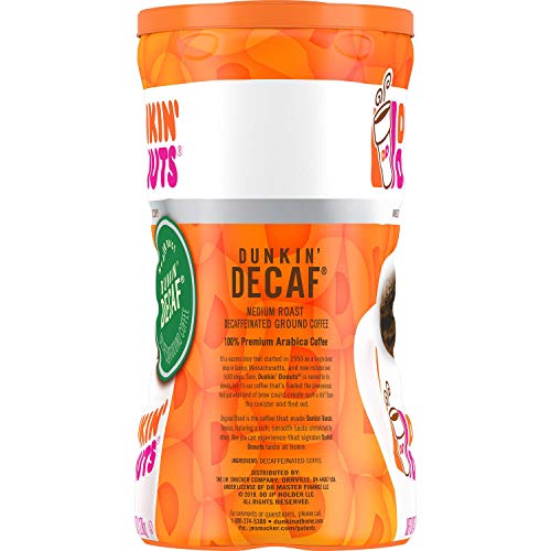 Dunkin Donuts Decaffeinated Ground Coffee, Medium Roast