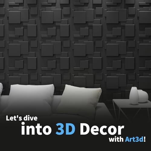 Image of Art3d 19.7 inch x 19.7 inch (Pack of 12) Wall Panel City, Black