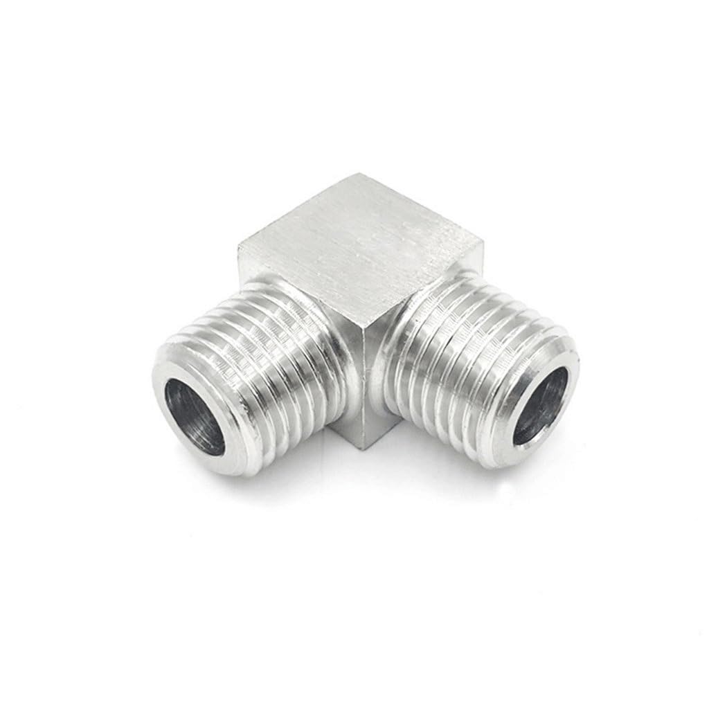 Conector de codo BSP de 90 grados, accesorio de tubería roscado macho de acero inoxidable 304 para mejoras del hogar (0.12 pulgadas)