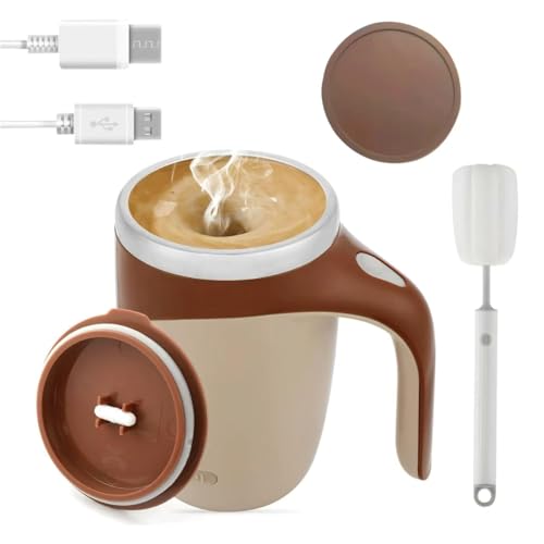 Jieclem Rechargeable Self-Stirring Coffee Mug, 2025 Upgrade, Automatic Magnetic Stirring, Stainless Steel, Portable, with Lid (Coffee)