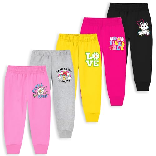 Image of Trampoline Kids Cotton Blend Pyjamas Pack of 5 | Bright Colors & Fun Prints | Ribbed Ankle Everyday Bottoms for Boys & Girls | Soft & Breathable Fabric