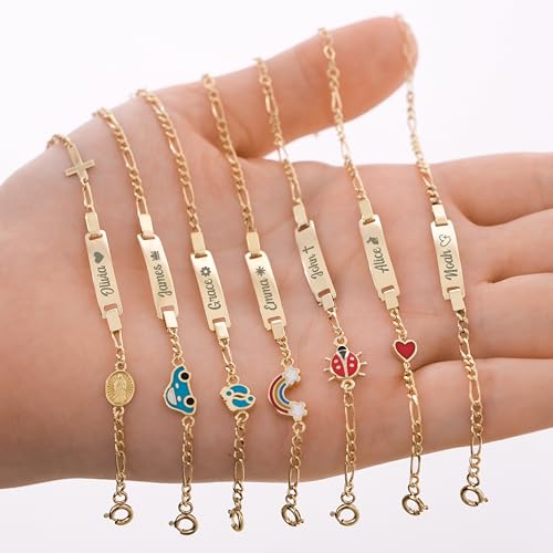 14K Solid Gold Cross Baby Bracelet Girl, Toddler Name Bracelet, Custom Teen Jewelry, Child ID, Newborn Baby Girl or Boy Gift3