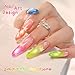 Double Rhythm Cat Eye Gel Nail Polish Set of 6 Same Color Same Bottle 0.5 Oz Shimmer Glitter with Magnet Holographic Reflective Magnetic UV Polish Kit at Home (Neon Orange Red Blue Green-T6-34)