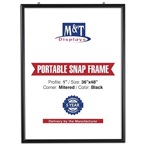 M&T Displays Portable Snap Poster Frame 36x48 Inch Black 1