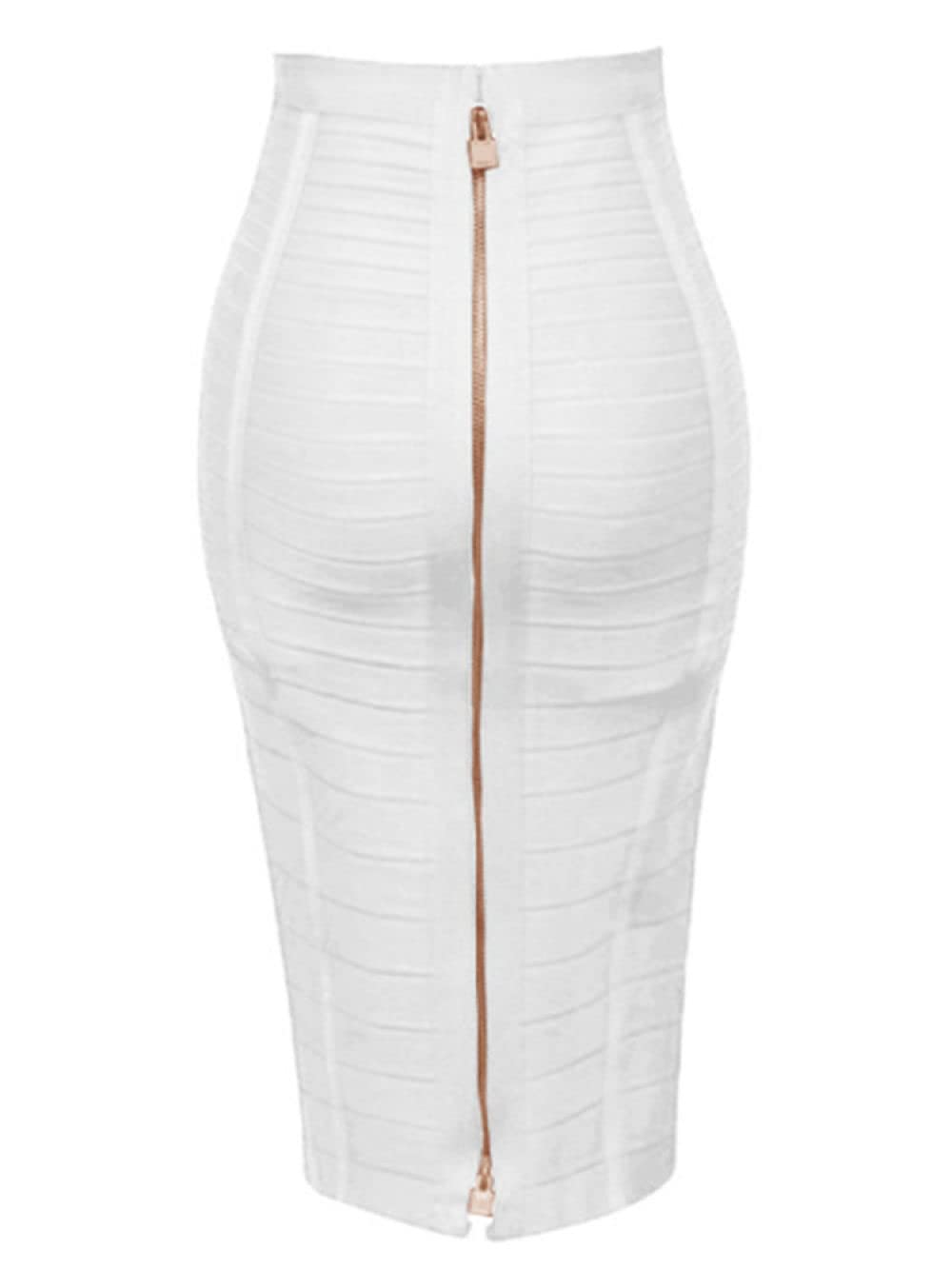 Gonne A Ruota,Gonna Longuette da Donna Gonna A Tubino Aderente Elastica A Vita Alta in Maglia Bianca con Cerniera Gonne Lunghe al Ginocchio Arricciate alla Moda per Ragazze Signore,XXL