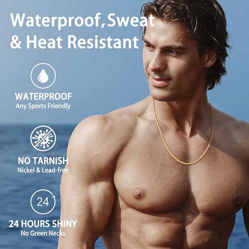 Jewlpire Silver Rope Chain/14k Gold Plated Chain Necklace for Men, 2.5mm 3mm 4mm Chains for Men Women, Stainless Steel Necklace Chains, Mens Necklaces 16 18 20 22 24 26 Inch2