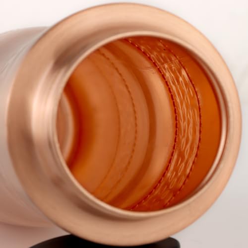 Image of Pure Copper Water Bottle 32 Oz Extra Large Wide Mouth Drinking Bottle | with Cleaning Brush, Leak Proof Ayurvedic Reusable Metal Bottle for Home Gym Office Travel, Brush Copper