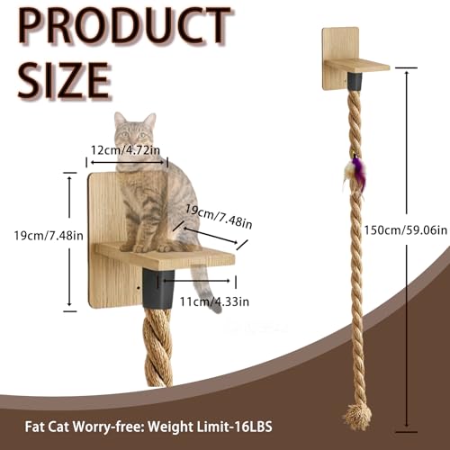Cuerda de Escalada para Gatos, Escalera de Pared, Sisal Natural miniatura 4