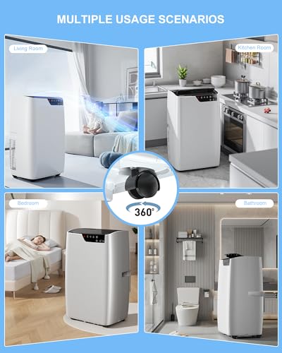 Image of 16,000 BTU Portable Air Conditioners for Rooms Up To 800 Sq.Ft. Portable AC, Dehumidifier, 24H Timer, Sleep Mode & Water level indication, Remote Control & Window Kit, White & Black