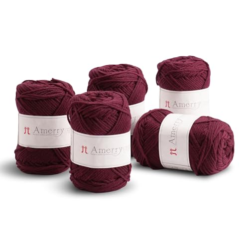 Hamanaka Amerry Garn, 5 Knäuel, mittelschwer, Kammgarn, 70 % neuseeländische Merinowolle, 30 % Acryl-Mischung, weiches und leicht zu strickendes Garn zum Stricken und Häkeln, hergestellt in Japan (Col