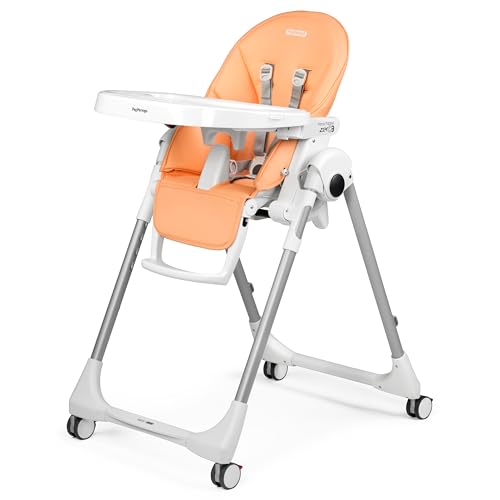 Image of Peg Perego Prima Pappa Zero 3 - High Chair - for Children Newborn to 3 Years of Age - Made in Italy - Peach (Light Orange)