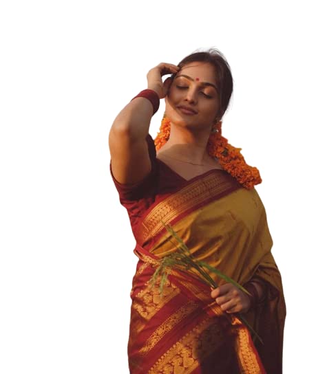 Image of Flosive Women's Kanjivaram Silk Saree With Handloom Weaving Work With Blouse Piece