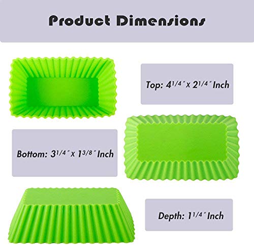 Webake Rectangular Jumbo Cupcake Liners, 4.3 Inch Silicone Baking Cups Reusable Muffin Cups Nonstick Mini Loaf Pan (Pack Of 12) #TOP1