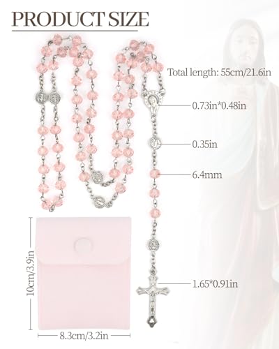 Pink Rosary Beads for Women, Catholic Rosary Necklace, Exquisite Gifts for Women, Perfect for Prayer, Weddings, Baptisms, Confirmations, First Communions2