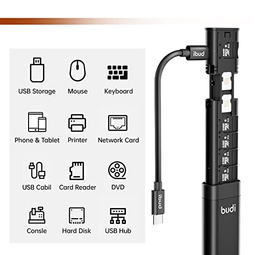 Cabo de dados multifuncional 9 em 1 com leitor de cartão USB tipo C, micro SD, leitor de cartão de m
