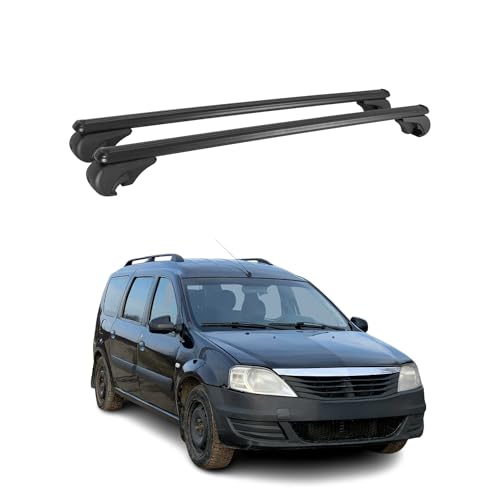 OMAC Barres de Toit en Aluminium pour Dacia Logan mk1 2008-2012 FL – TÜV/DIN 75302:2019 – Antivol Inclus – Charge Max 75 kg – 2 Barres Noir