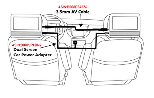 Edo Tech Car Charger Adapter Power Cord & Audio Video Av Cable For Sylvania Dual Screen Portable Dvd Player Sdvd7750 Sdvd8737 Sdvd8738 Sdvd8747 Sdvd9957 Sdvd1037 #TOP4