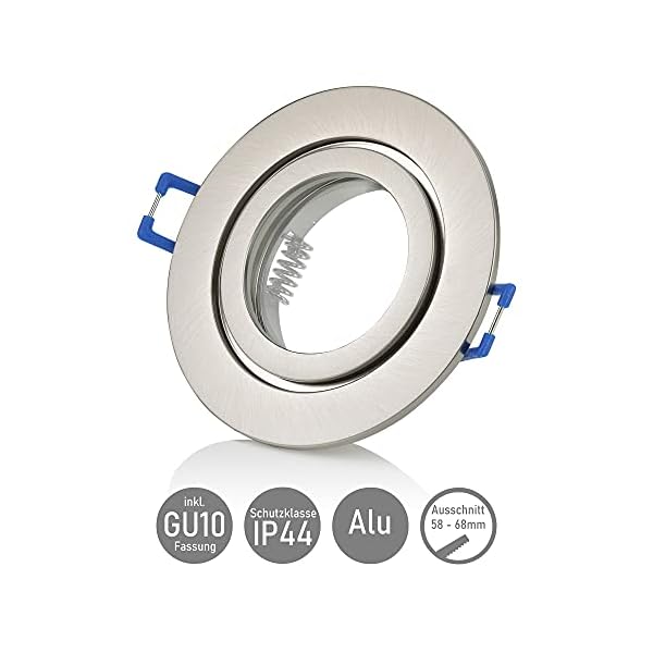 Sweet Led® Einbaurahmen inkl. GU10 Fassung 230V IP44 Einbauleuchten-Rahmen Aluminium Einbauspots fürs Bad Möbelleuchten… – Bild 3