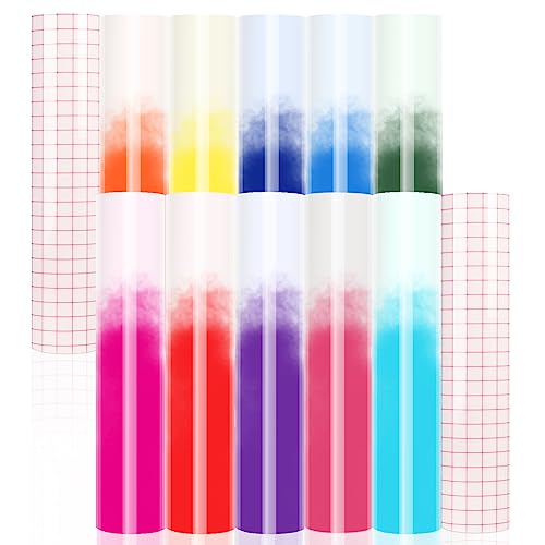 VINYL FROG Lot de 12 feuilles de vinyle adhésif permanent à couleur changeante à froid - 30,5 x 30,5 cm - Vinyle sensible au froid pour autocollants, gobelets, bouteilles d'eau